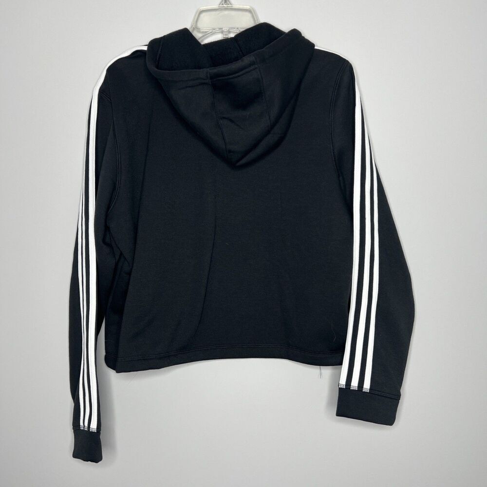 NEW Women's XL Adidas Primegreen 3S Fleece Lined Three Stripe Cropped Hoodie NWT - Picture 6 of 6